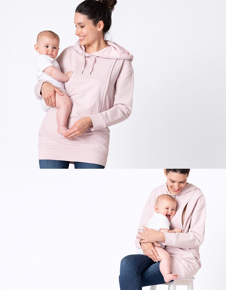 Blush Pink Maternity &amp; Nursing Hoodie | Women Seraphine Coats &amp; Jackets