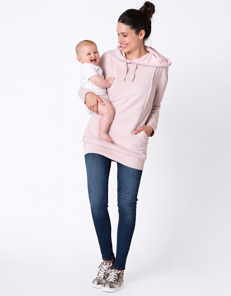 Blush Pink Maternity &amp; Nursing Hoodie | Women Seraphine Coats &amp; Jackets