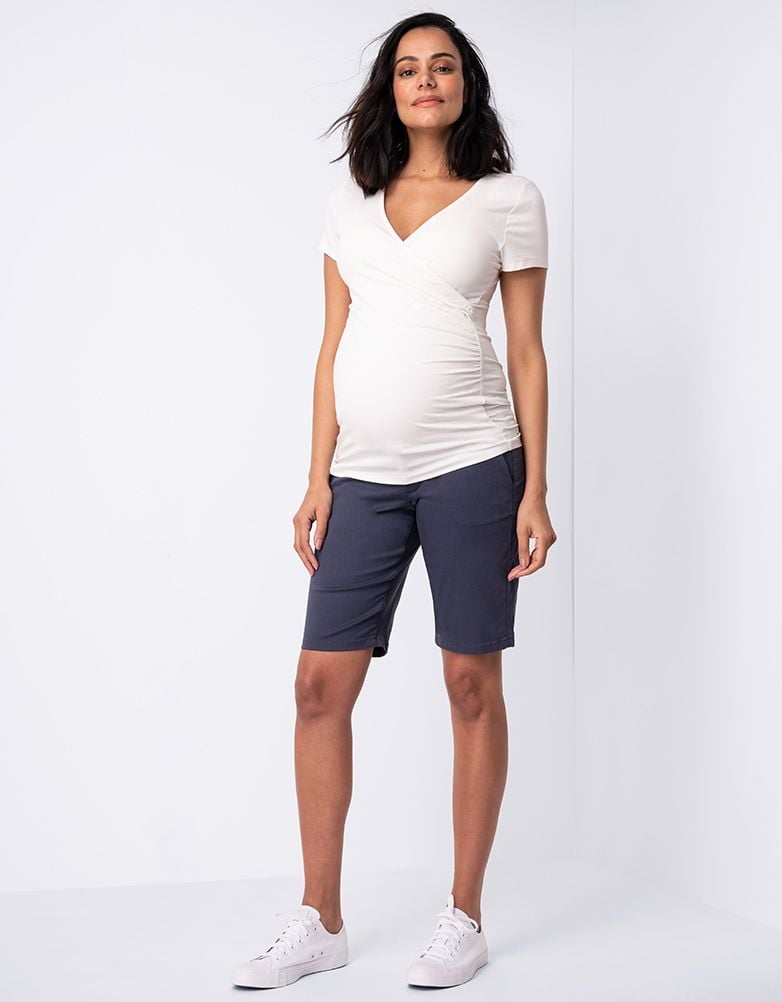 Cotton Blend Navy Blue Maternity Shorts | Women Seraphine Shorts