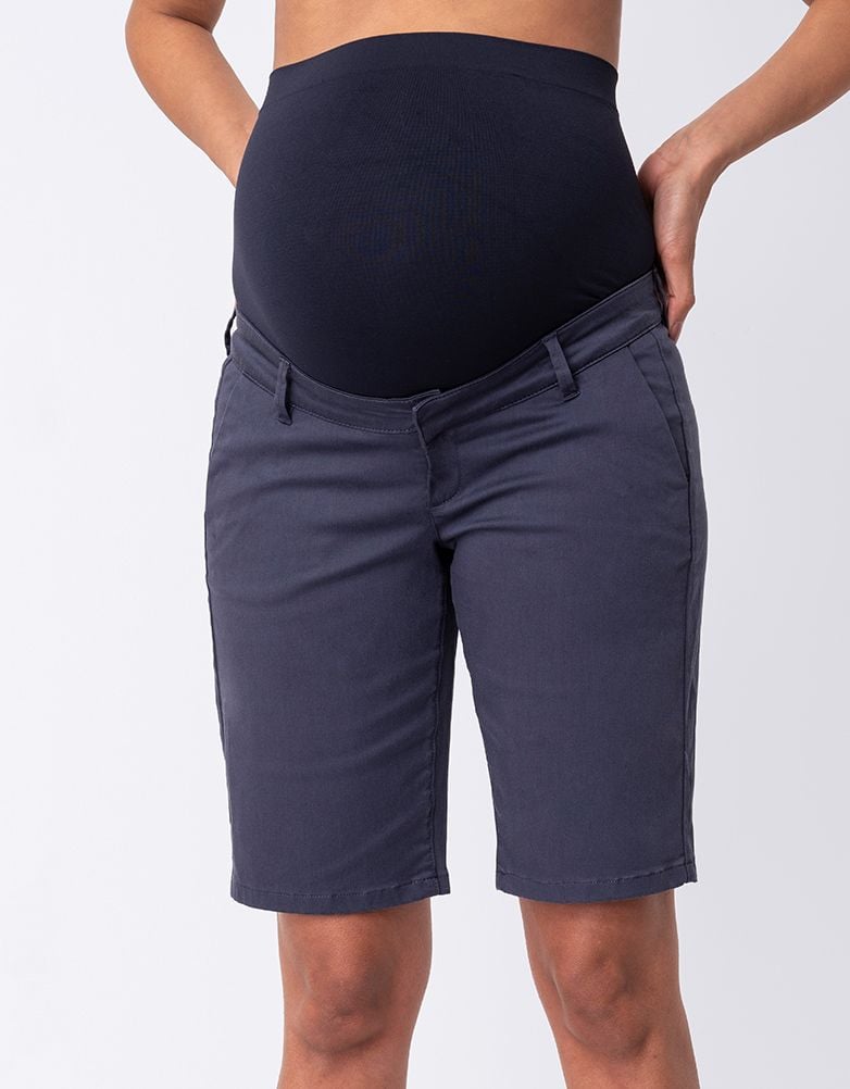 Cotton Blend Navy Blue Maternity Shorts | Women Seraphine Shorts