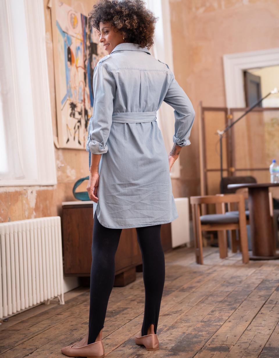 Cotton Chambray Belted Maternity-To-Nursing Tunic | Women Seraphine Dresses
