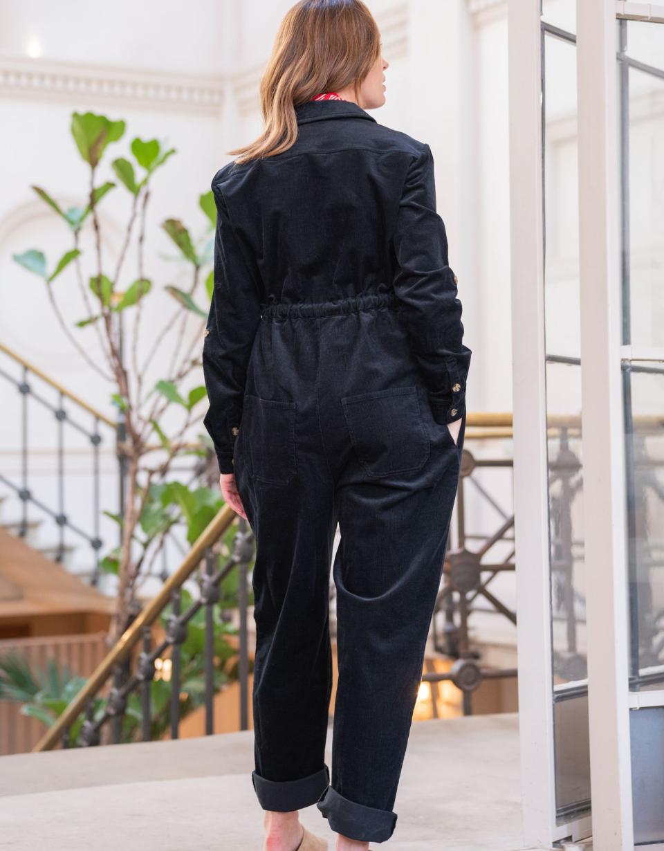 Cotton Corduroy Black Maternity Jumpsuit | Women Seraphine Jumpsuits