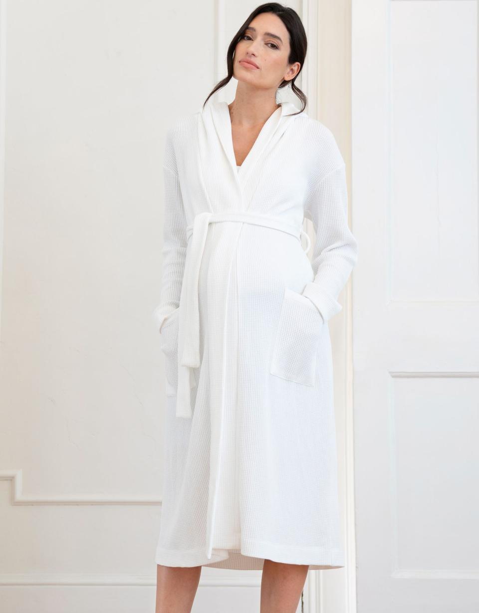 Cotton Hooded Waffle Maternity-To-Nursing Dressing Gown | Women Seraphine Sleepwear