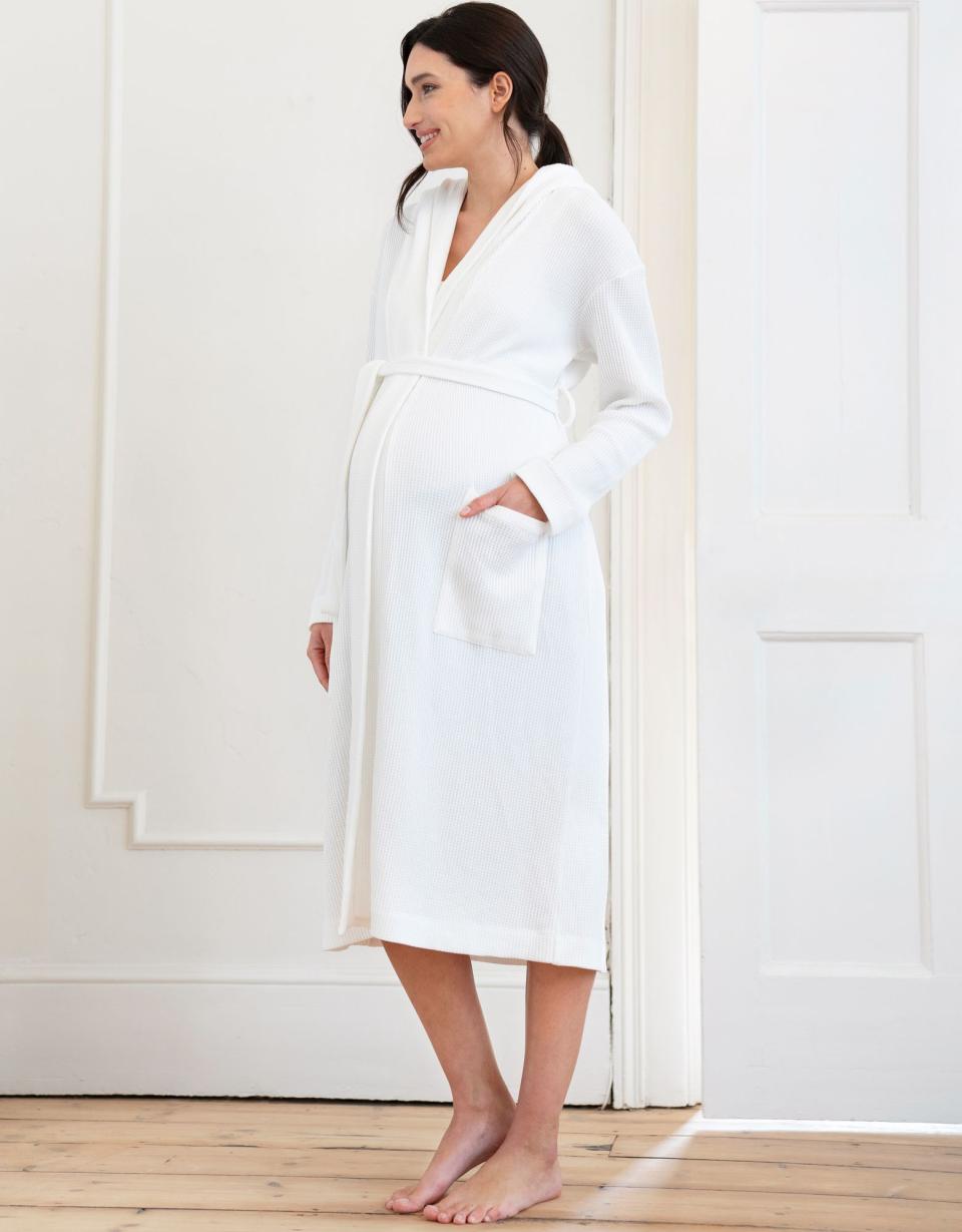 Cotton Hooded Waffle Maternity-To-Nursing Dressing Gown | Women Seraphine Sleepwear