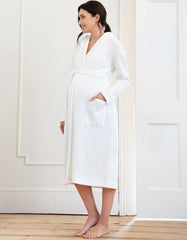 Cotton Hooded Waffle Maternity-To-Nursing Dressing Gown | Women Seraphine Sleepwear
