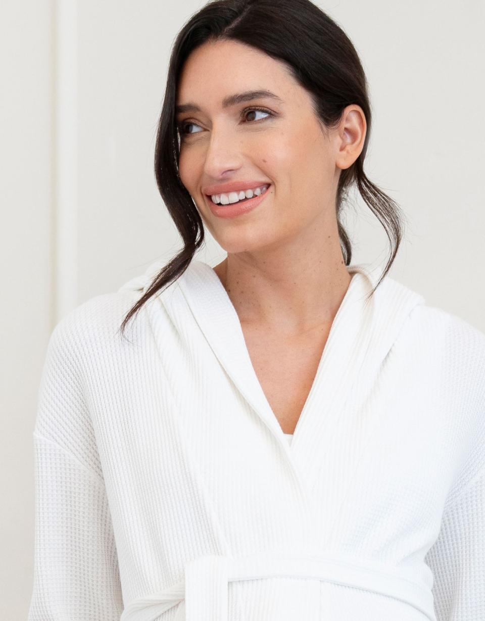 Cotton Hooded Waffle Maternity-To-Nursing Dressing Gown | Women Seraphine Sleepwear