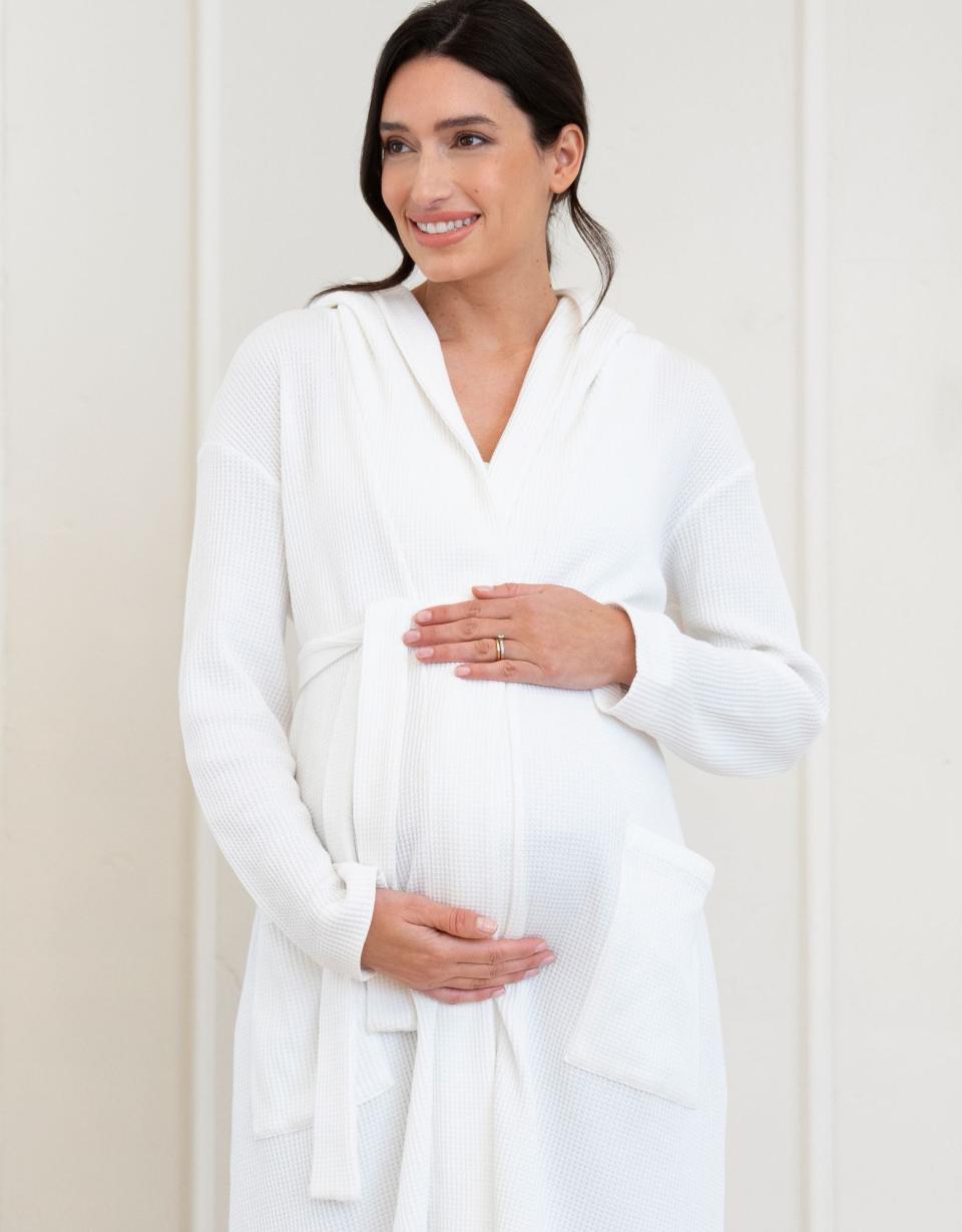 Cotton Hooded Waffle Maternity-To-Nursing Dressing Gown | Women Seraphine Sleepwear