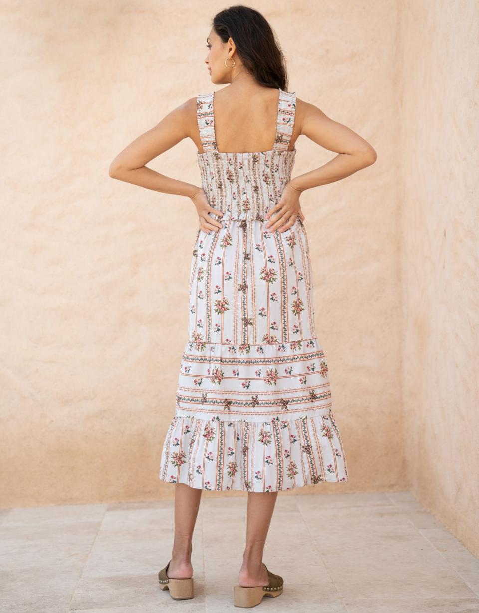 Cotton Shirred Strappy Midi Maternity-To-Nursing Dress | Women Seraphine Dresses
