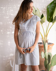 Cotton Stripe Maternity &amp; Nursing Dress | Women Seraphine Dresses