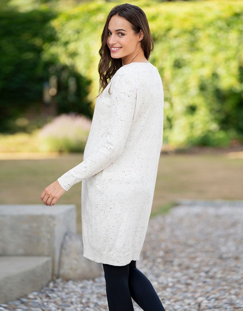 Cream Cotton Blend Maternity &amp; Nursing Sweater Dress | Women Seraphine Jumpers &amp; Knitwear