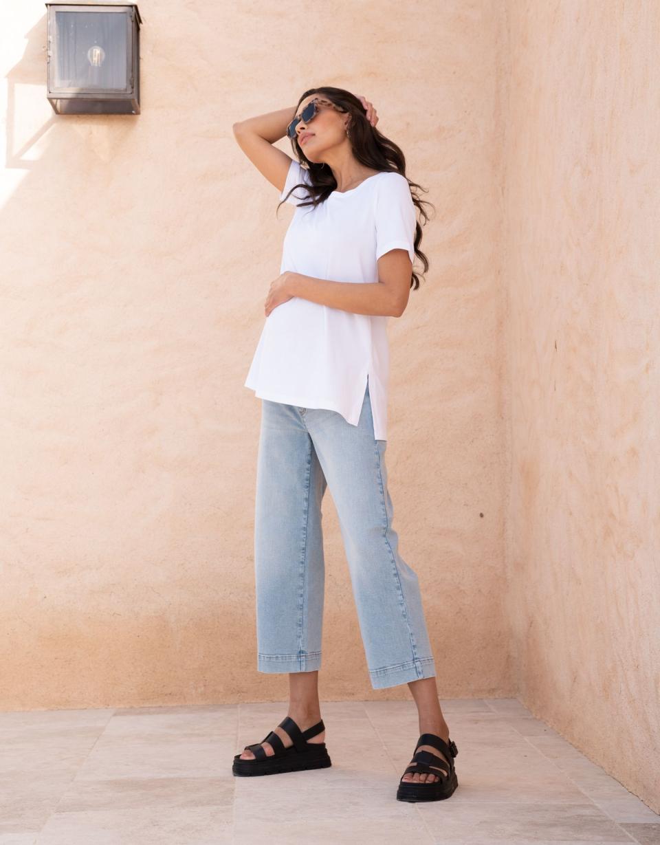 Cropped Straight Wide-Leg Maternity Jeans | Women Seraphine Jeans