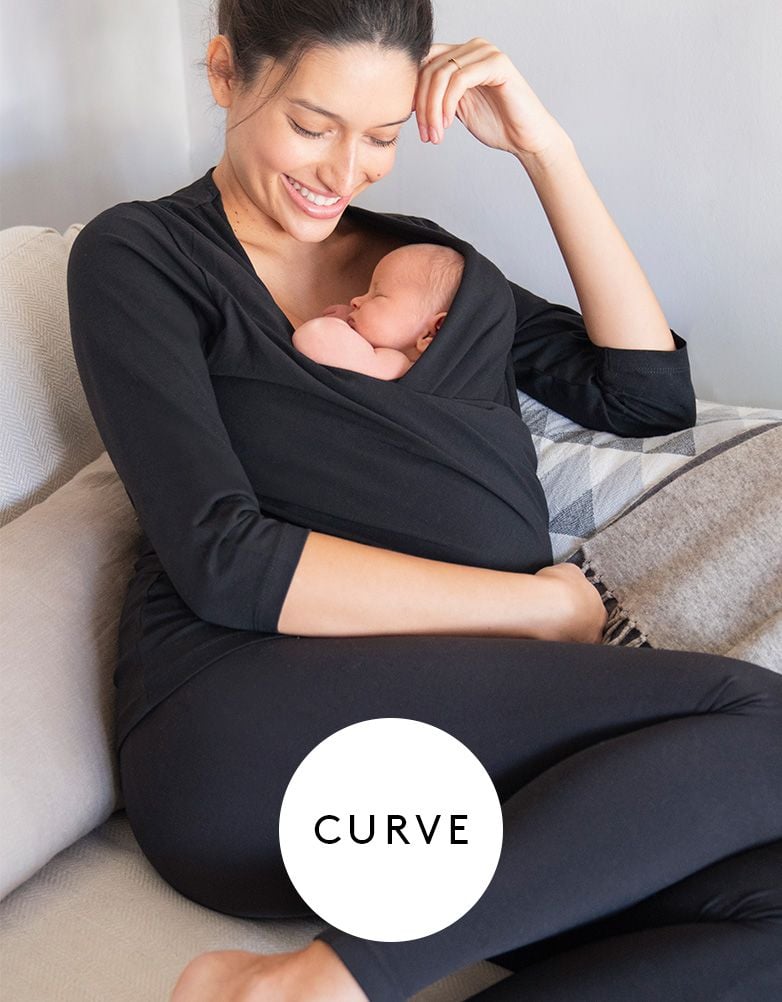 Curve Black Cotton Skin To Skin Top | Women Seraphine Skin To Skin