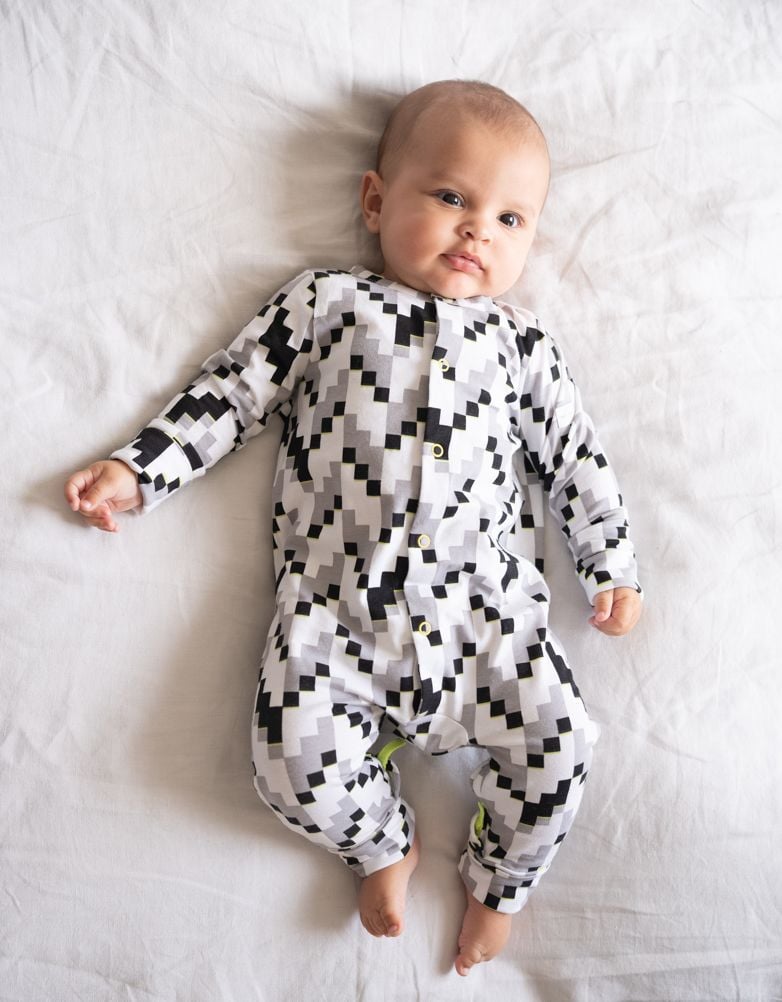 Easy Zip Organic Cotton Sleepsuit – Black &amp; White | Baby Seraphine Baby Clothes