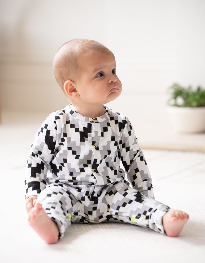 Easy Zip Organic Cotton Sleepsuit – Black &amp; White | Baby Seraphine Baby Clothes