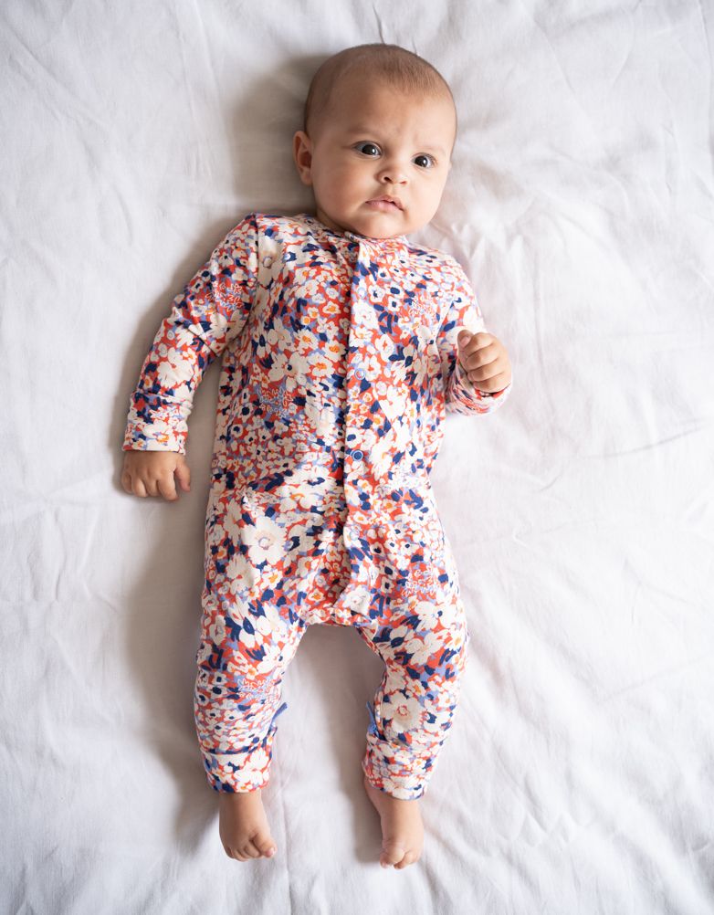 Easy Zip Organic Cotton Sleepsuit – Floral | Baby Seraphine Baby Clothes