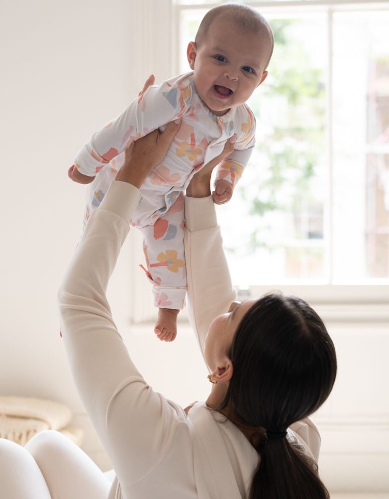 Easy Zip Organic Cotton Sleepsuit – Geo Floral | Baby Seraphine Baby Clothes