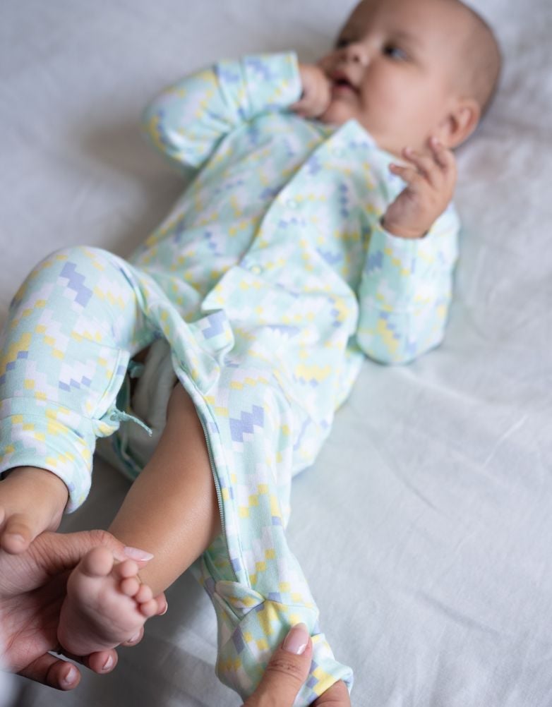 Easy Zip Organic Cotton Sleepsuit – Mint | Baby Seraphine Baby Clothes
