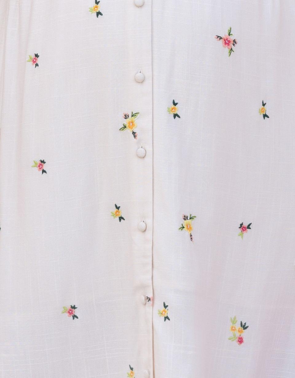 Embroidered Button-Down Midi Maternity-To-Nursing Dress | Women Seraphine Dresses