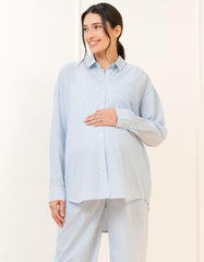 Fine Stripe Full-Length Cotton Pyjama Maternity-To-Nursing Set | Women Seraphine Kits &amp; Sets