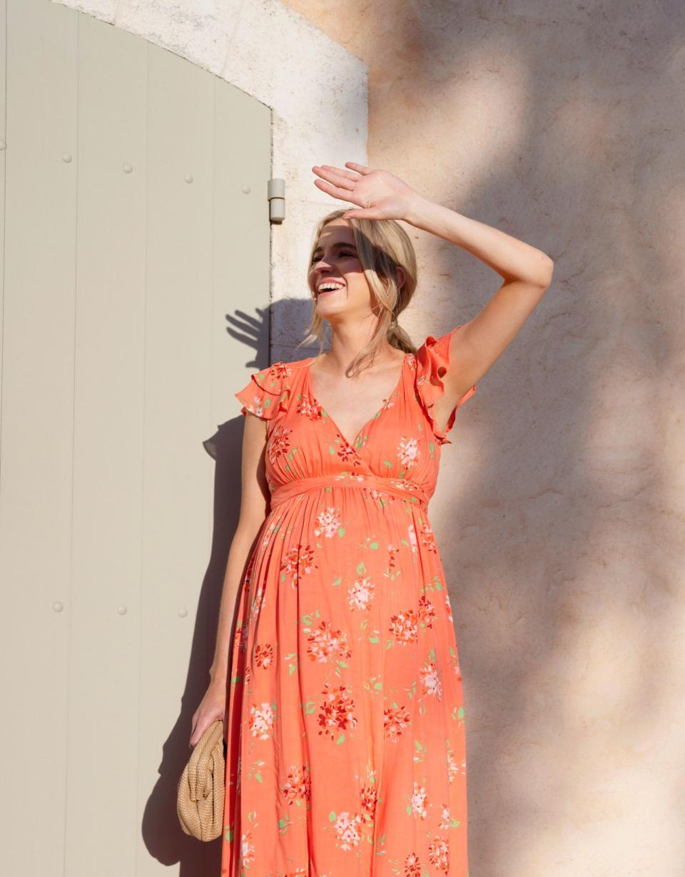 Flutter Sleeve Maxi Wrap Maternity Dress | Women Seraphine Dresses