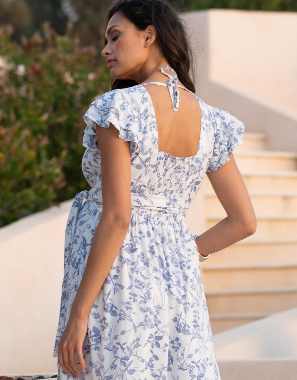 Flutter Sleeve Maxi Wrap Maternity Dress | Women Seraphine Dresses