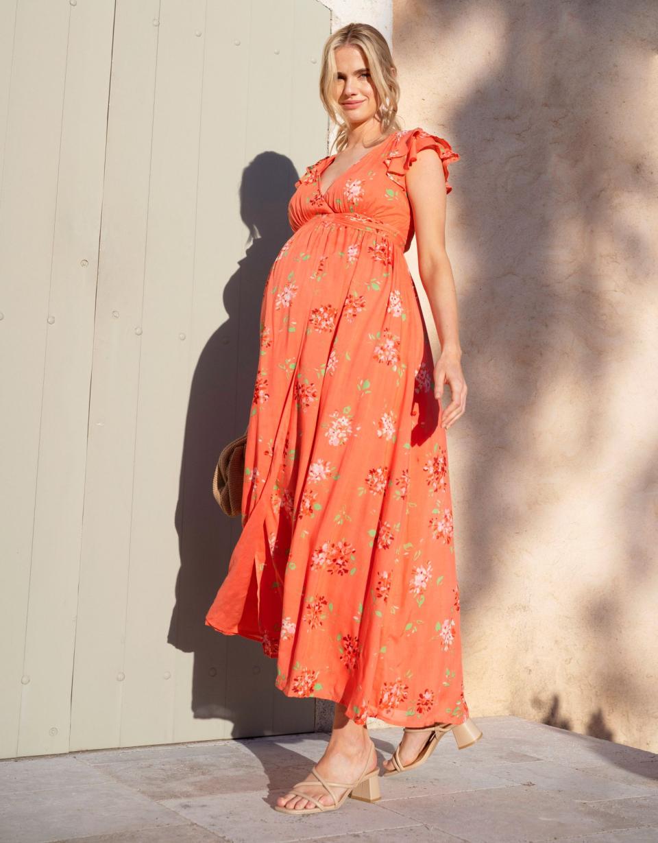 Flutter Sleeve Maxi Wrap Maternity Dress | Women Seraphine Dresses