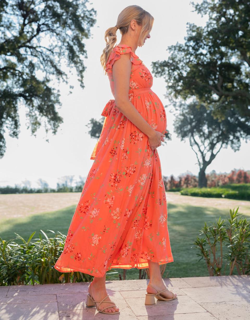 Flutter Sleeve Maxi Wrap Maternity Dress | Women Seraphine Dresses