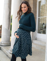 Green Polka Dot 2 In 1 Maternity &amp; Nursing Dress | Women Seraphine Dresses