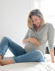 Grey Cotton ¾ Sleeve Skin To Skin Top | Women Seraphine Essentials