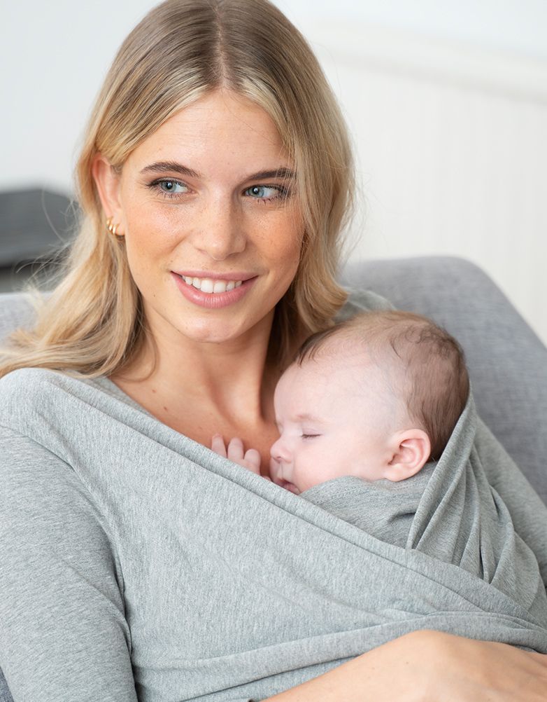 Grey Cotton ¾ Sleeve Skin To Skin Top | Women Seraphine Essentials