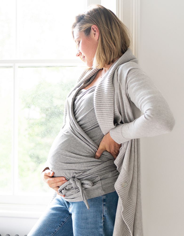 Grey Cotton ¾ Sleeve Skin To Skin Top | Women Seraphine Essentials