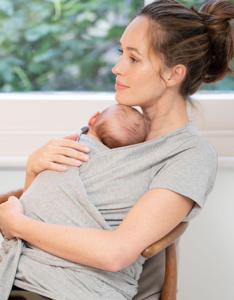 Grey Cotton Short-Sleeve Skin To Skin Top | Women Seraphine Skin To Skin