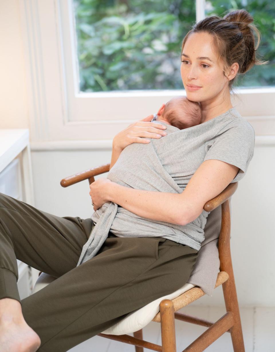 Grey Cotton Short-Sleeve Skin To Skin Top | Women Seraphine Skin To Skin