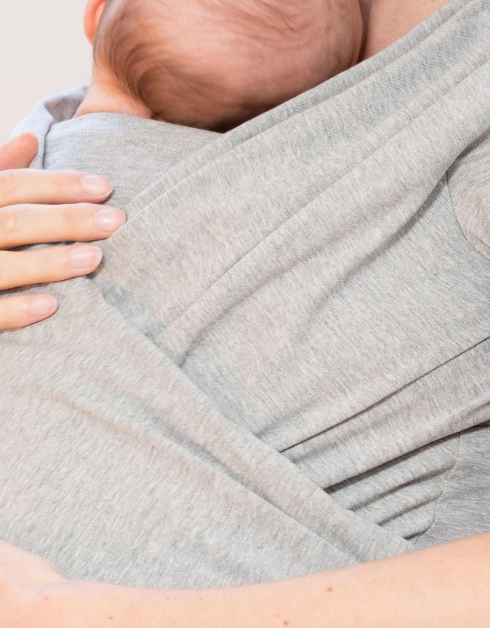 Grey Cotton Short-Sleeve Skin To Skin Top | Women Seraphine Skin To Skin