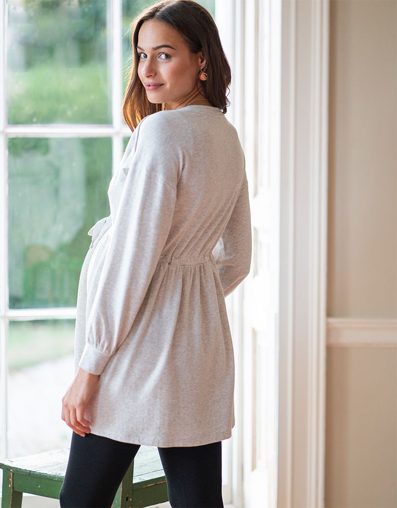 Grey Marl Sweatshirt Maternity &amp; Nursing Tunic | Women Seraphine Jumpers &amp; Knitwear