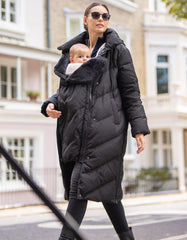 Long Black Maternity &amp; Babywearing Puffer Coat | Women Seraphine Coats &amp; Jackets