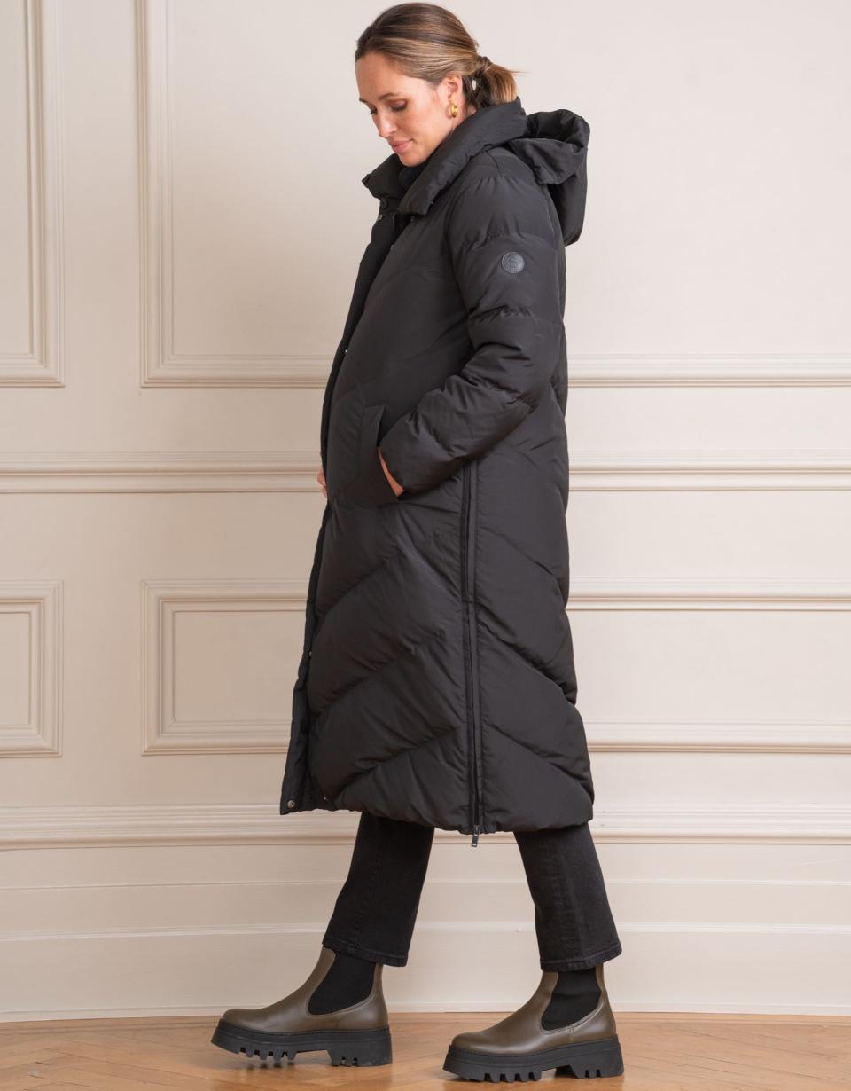 Long Black Maternity &amp; Babywearing Puffer Coat | Women Seraphine Coats &amp; Jackets