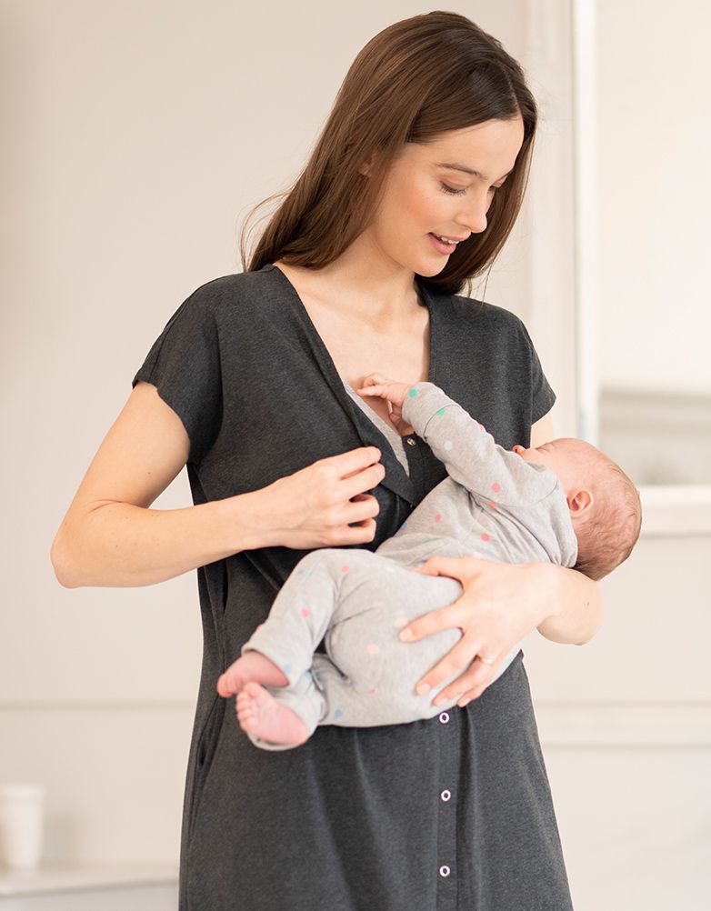 Maternity Hospital Bag Midi Labor Gown In Organic Cotton US | Women Seraphine Sleepwear