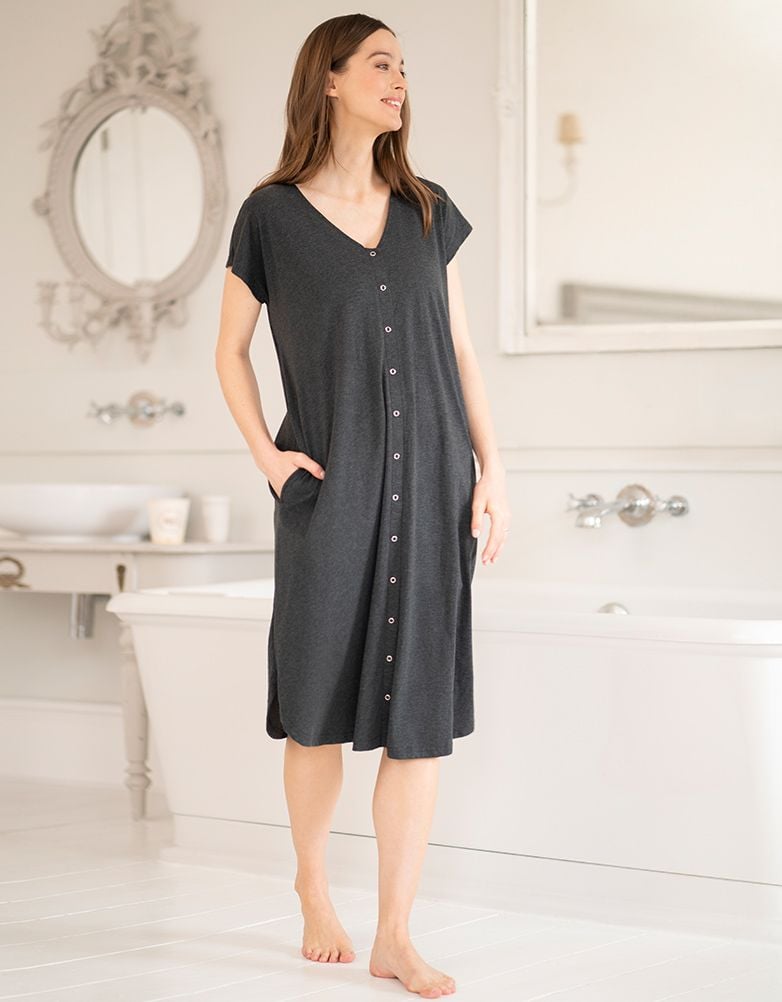 Maternity Hospital Bag Midi Labor Gown In Organic Cotton US | Women Seraphine Sleepwear