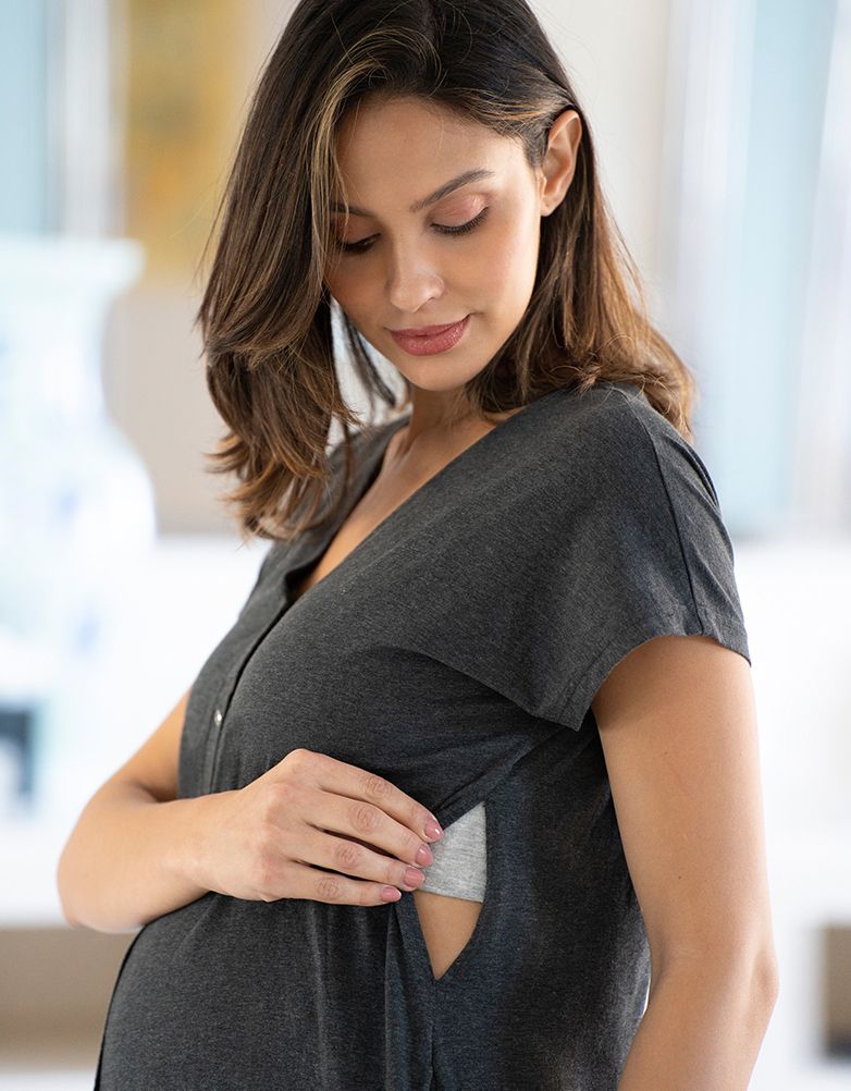 Maternity Hospital Bag Midi Labor Gown In Organic Cotton US | Women Seraphine Sleepwear