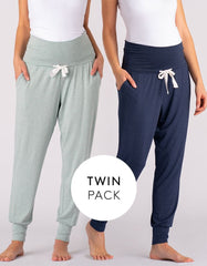Maternity Lounge Pants – Navy &amp; Sage Twin Pack | Women Seraphine Kits &amp; Sets