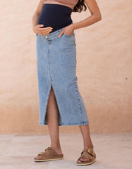 Midi-Length Over Bump Denim Maternity Skirt | Women Seraphine Jeans