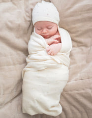 Mini Cotton &amp; Cashmere Ivory White Knitted Baby Hat | Baby Seraphine Baby Clothes