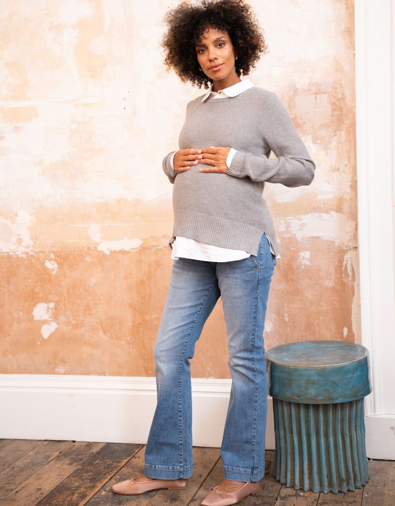 Mock Shirt Cotton Mix Maternity &amp; Nursing Sweater | Women Seraphine Jumpers &amp; Knitwear