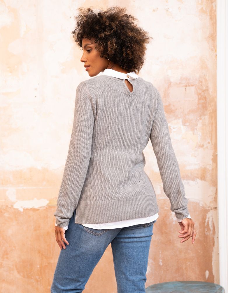 Mock Shirt Cotton Mix Maternity &amp; Nursing Sweater | Women Seraphine Jumpers &amp; Knitwear