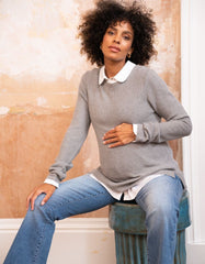 Mock Shirt Cotton Mix Maternity &amp; Nursing Sweater | Women Seraphine Jumpers &amp; Knitwear
