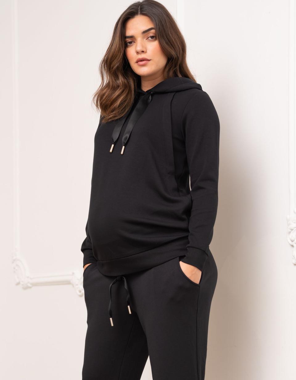 Modal Blend Black Maternity &amp; Nursing Hoodie | Women Seraphine Jumpers &amp; Knitwear