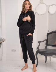 Modal Blend Black Maternity &amp; Nursing Hoodie | Women Seraphine Jumpers &amp; Knitwear