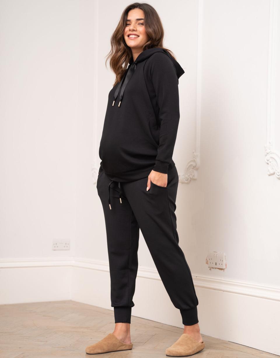 Modal Blend Black Maternity &amp; Nursing Hoodie | Women Seraphine Jumpers &amp; Knitwear