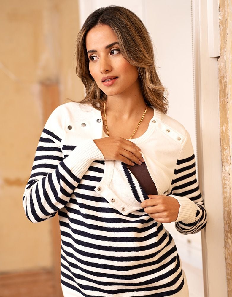 Nautical Cotton Maternity &amp; Nursing Sweater | Women Seraphine Jumpers &amp; Knitwear